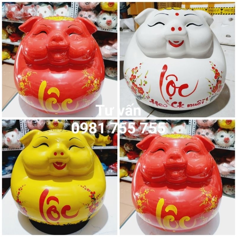 Heo đất tiết kiệm,Lợn Bụng Phệ Gốm Sứ Bát Tràng Loại 1,ful size