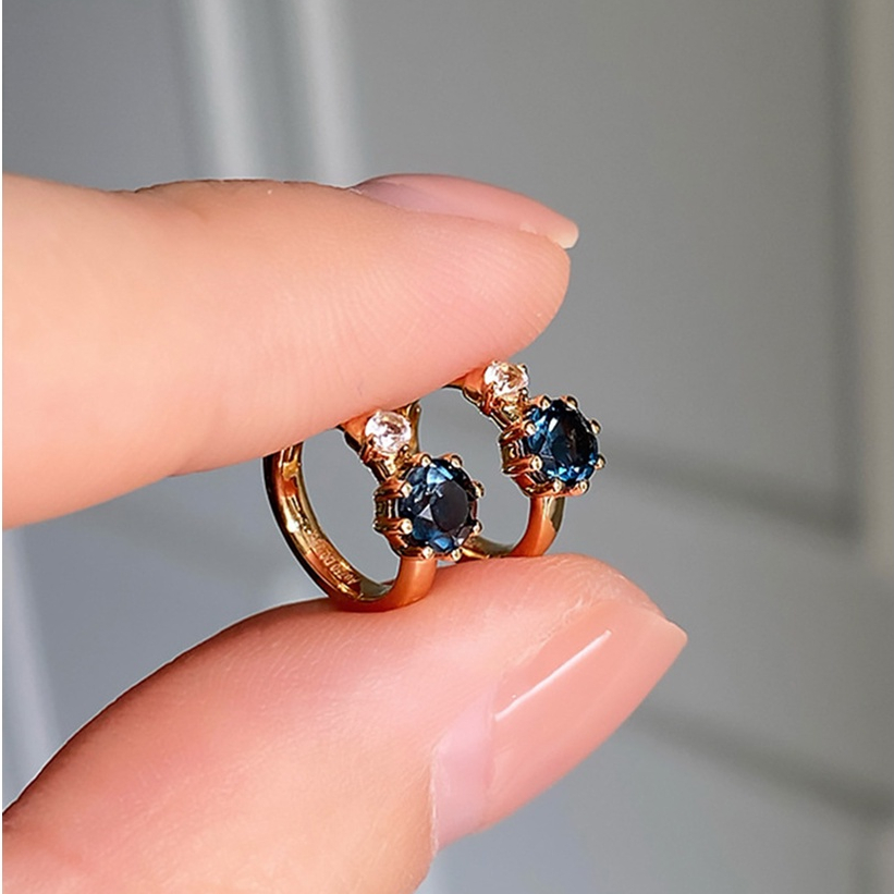 Bông Tai Bạc JUNIE, Kiểu Dáng Mini Ôm Vành Tai Đính Đá Zirconia E-PARIS