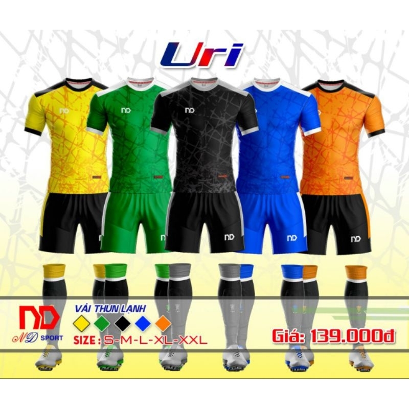 Bộ quần áo bóng ĐÁ MẪU THIẾT KẾ URI CAO CẤP 5 MÀU LỤA CHỌN DANH CHO TEAM THUN LẠNH ĐẸP