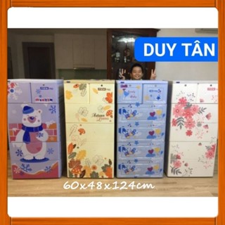 Tủ Nhựa 5 Tầng 6 Ngăn Mina, Tabi vân gỗ Duy Tân (60 x 48 x 124 cm) Nguyên Thùng Chưa Lắp