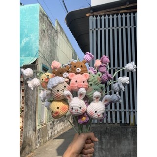 Hoa thú bằng len handmade 1 nhánh ko giấy gói