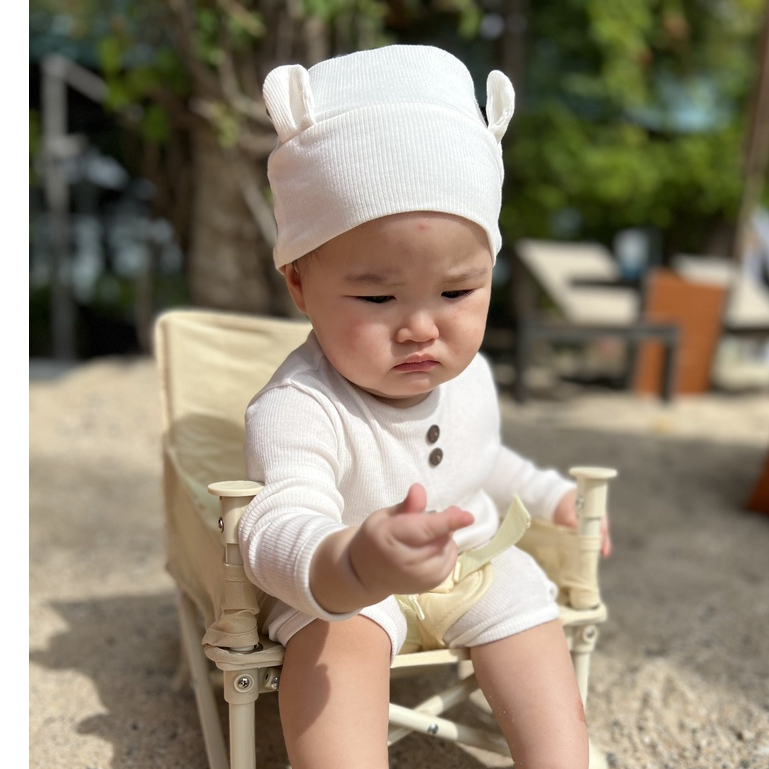 Bộ quần áo liền thân dài tay kèm che thóp cho bé Unbee bodysuit chất liệu thun gân Hàn Quốc dành cho da nhạy cảm