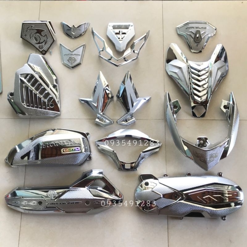 Bộ Dè Trước, Dè sau Air Blade 2016-2019 Inox Carbon, Crom AB Airblade 2017,2018