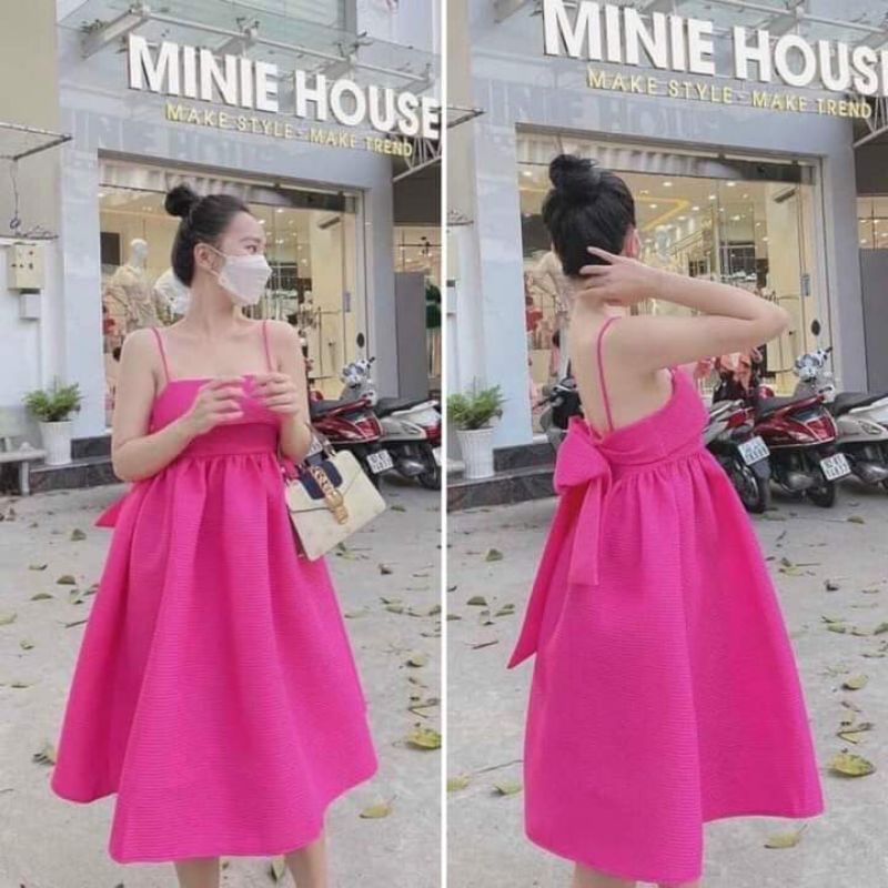 Bigsize - Đầm Baby doll 2 Dây Nơ