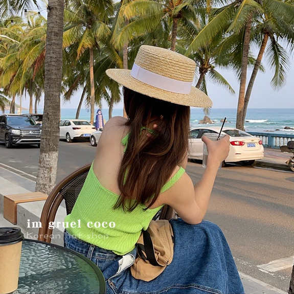 Nón Cói Rơm Rộng Vành Đầu Bằng JCB06 Jussy Official Kiểu Dáng Mũ Cói Đi Biển cho Nữ Đóng Kèm Hộp To Giữ Form