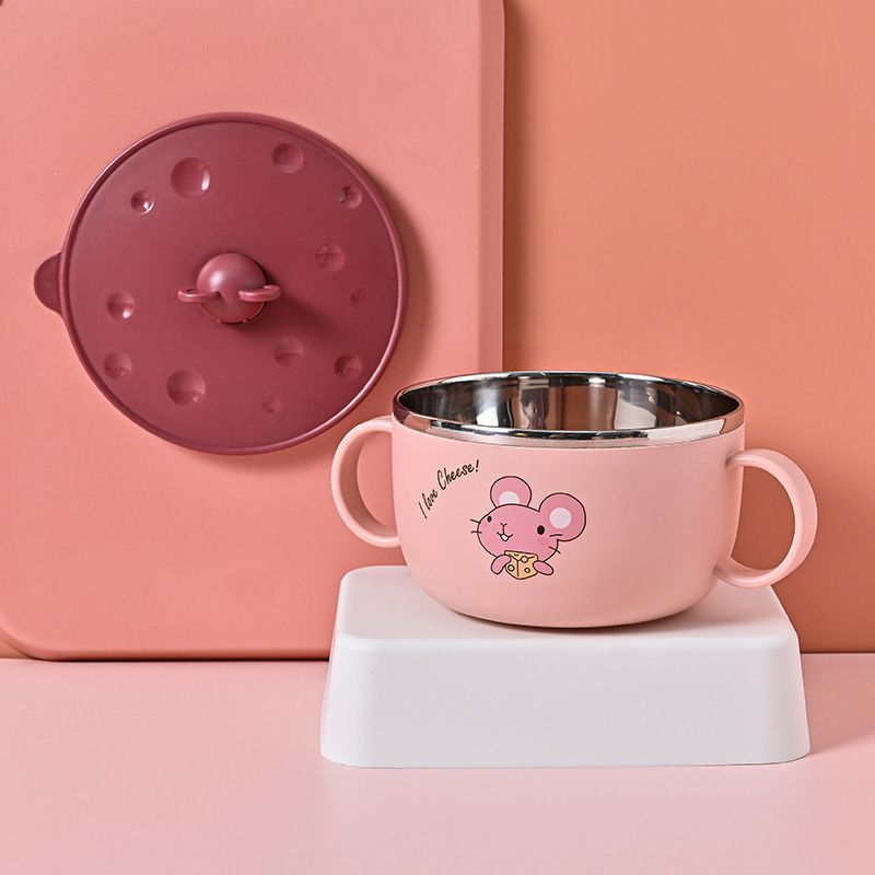 Ca Mỳ, Bát Ăn Dặm Lõi Inox Hình Chuột Siêu Dễ Thươngg