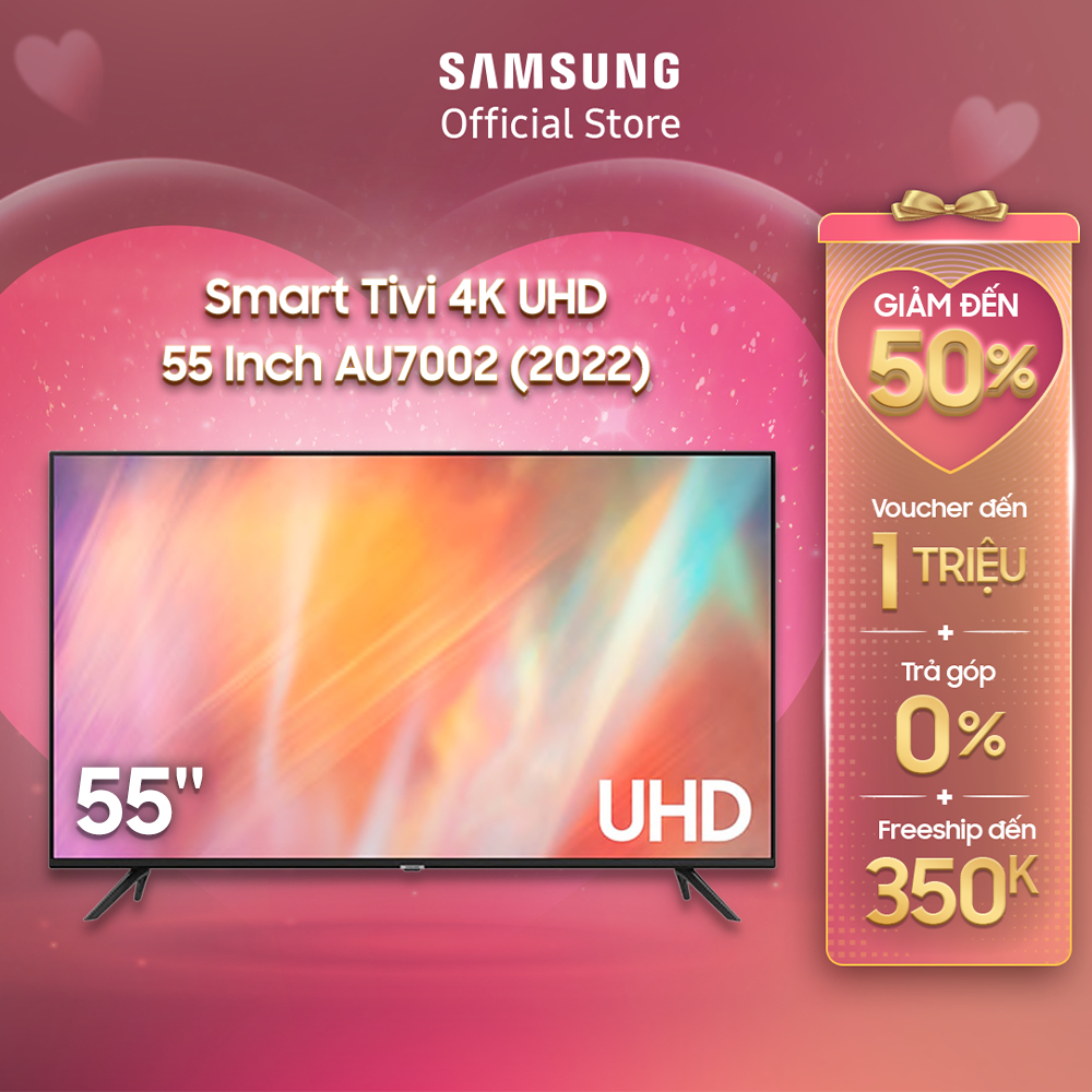 [Mã ELRE2TR giảm 10% đơn 5TR] Smart Tivi Samsung 4K UHD 55 Inch UA55AU7002KXXV - Miễn phí lắp đặt