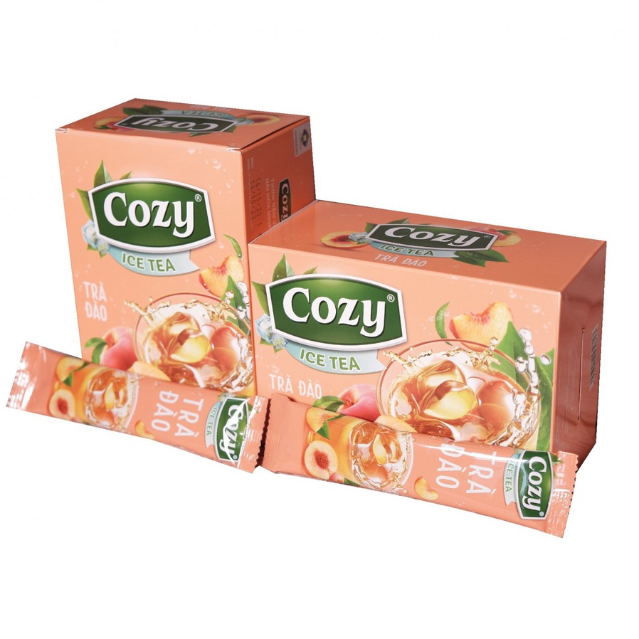 Trà đào Cozy - Trà túi lọc hương đào và Trà hòa tan Cozy Icetea