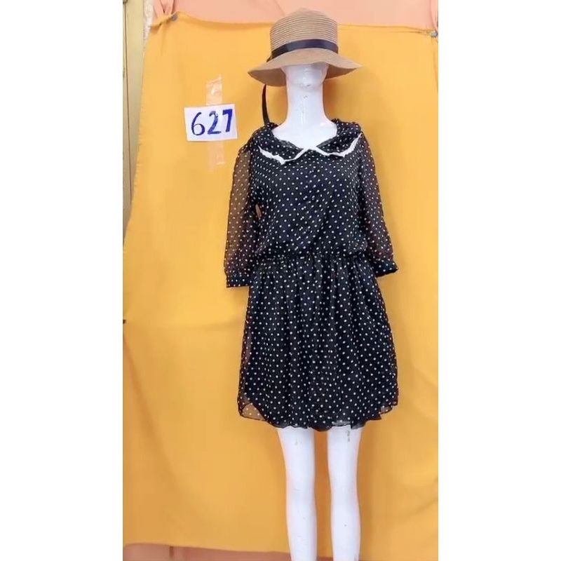 đầm voan đen chấm bi (2 lớp). S627