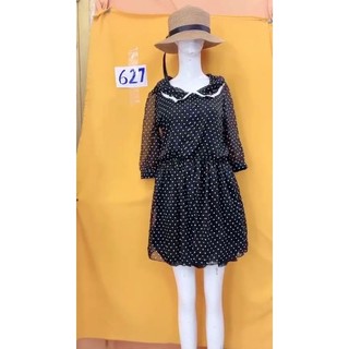 đầm voan đen chấm bi (2 lớp). S627