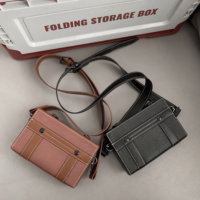 Túi da đeo chéo nam nữ unisex hình hộp chữ nhật chất liệu da PU chống thấm
