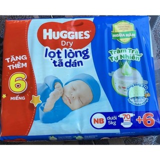 Tã dán sơ sinh Huggies tràm trà NB70 (70 +10miếng)