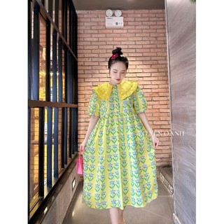 Váy Thô Hoa Babydoll Phối Cổ Bèo Siêu Xinh