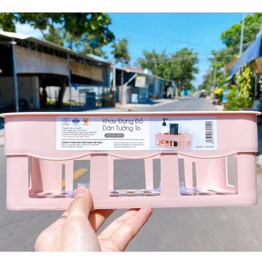 Kệ nhựa Việt Nhật 26cm dán tường nhà tắm - giá treo chữ nhật đựng nhà bếp đồ đa năng