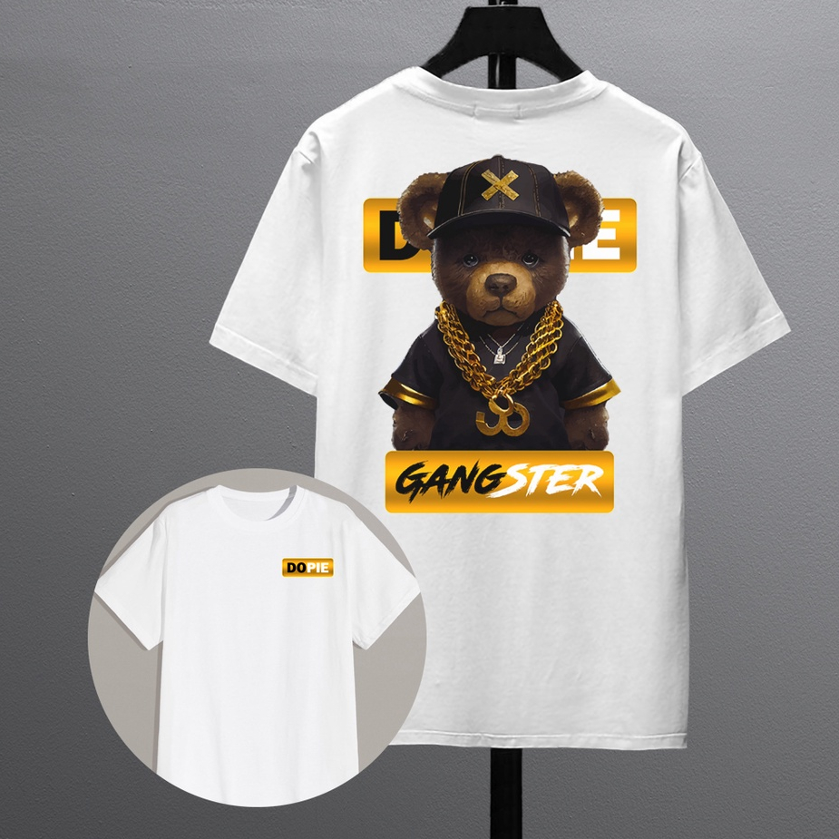 Áo thun Gấu 3D form rộng tay lỡ Local Brand DOPIE 100% cotton Oversize B312