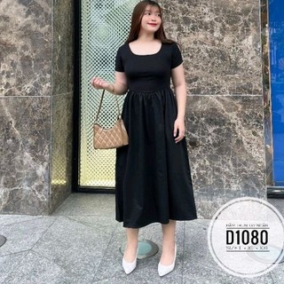 [Hình thật] Đầm big size thun phối lụa từ 60kg-90kg