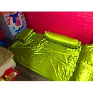 Bộ chăn ga phi lụa xanh bơ