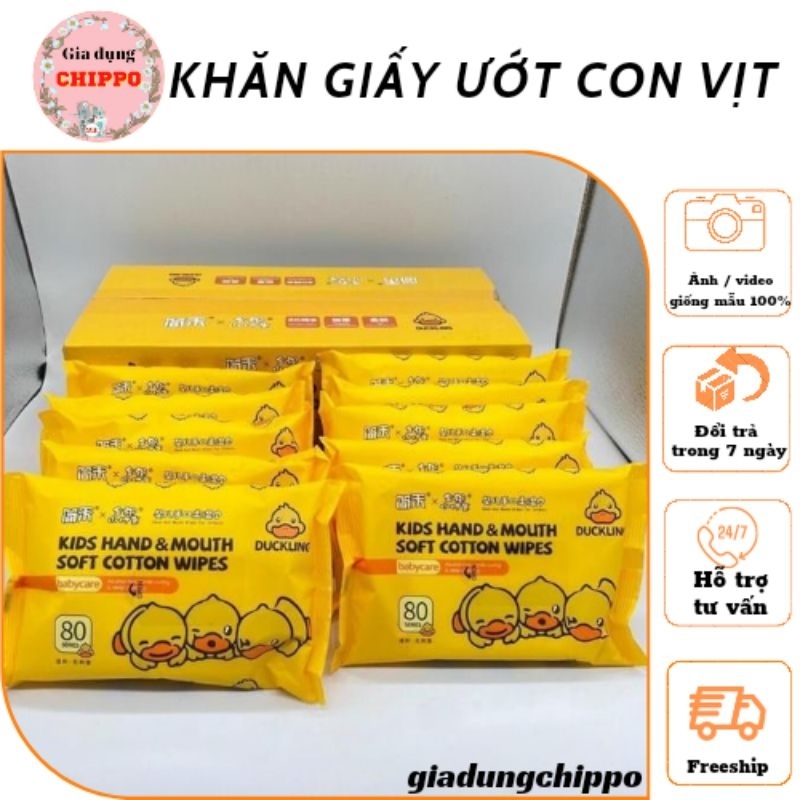 Thùng 10 gói khăn giấy ướt con vịt