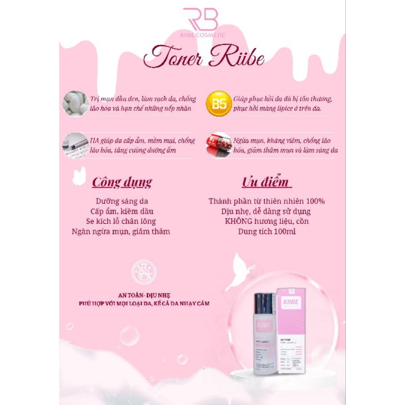 COMBO TONER & SERUM✨ tặng kèm 30ml sữa rửa mặt riibe