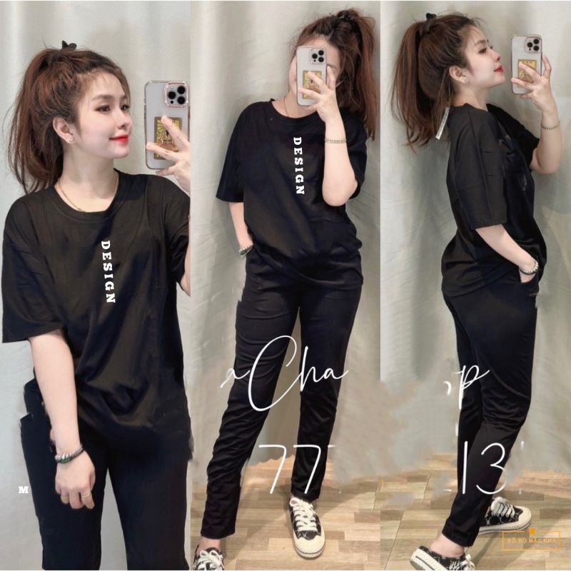 Đồ bộ nữ có bigsize mặc nhà, chơi thể thao, áo form rộng thun lạnh, quần thun tăm dáng đứng cực đẹp
