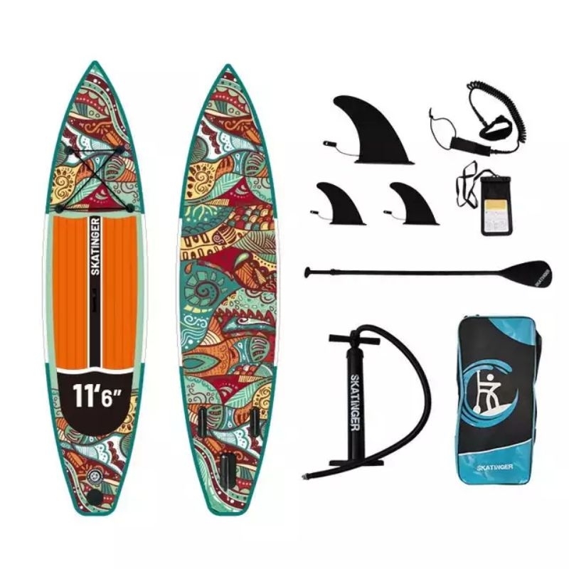VÁN CHÈO/Thuyền SUP bơm hơi, ván chèo đứng họa tiết bơm hơi Skatinger SUP Board 11'6