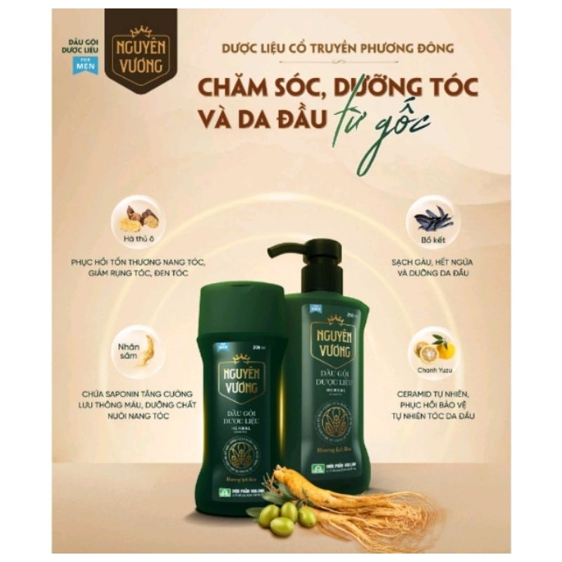 {Mới}Dầu gội dược liệu Nguyên Vương for Men chai vòi 250ml