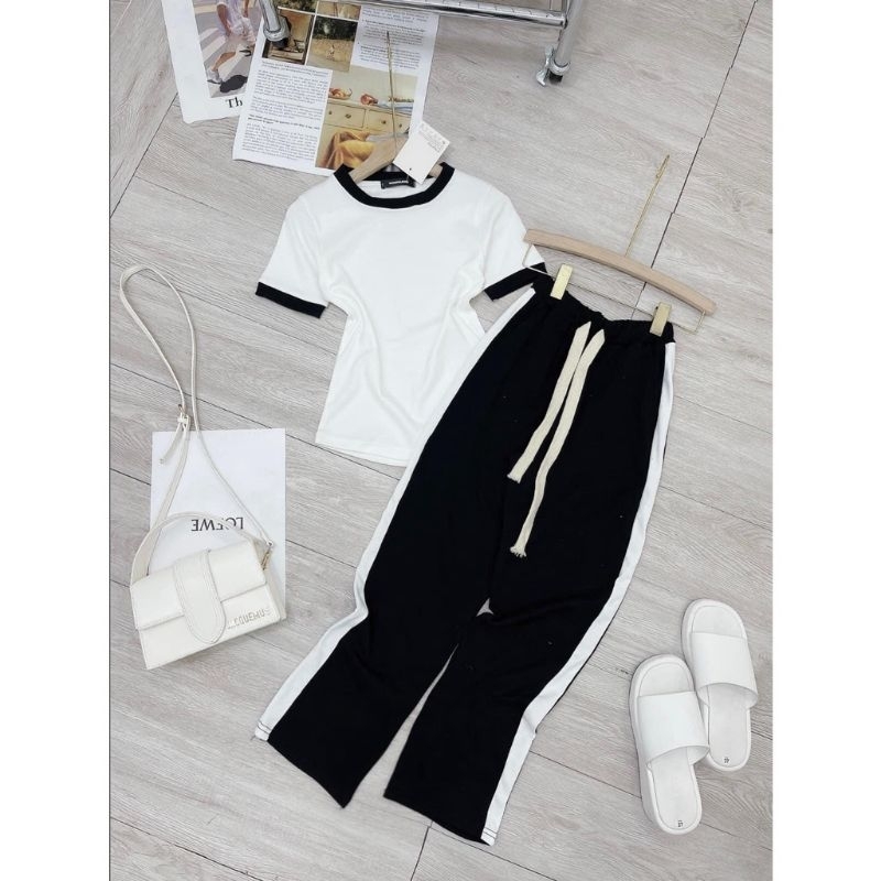 SET BỘ ÁO QUẦN DÀI ỐNG RỘNG THỂ THAO MPB Thiết kế phối viền, sọc trẻ trung năng động,Chất Thun Gân Dày Dặn Co Giãn Tốt.