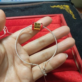 vòng tay bạc xỏ đá lu thống (không đá)