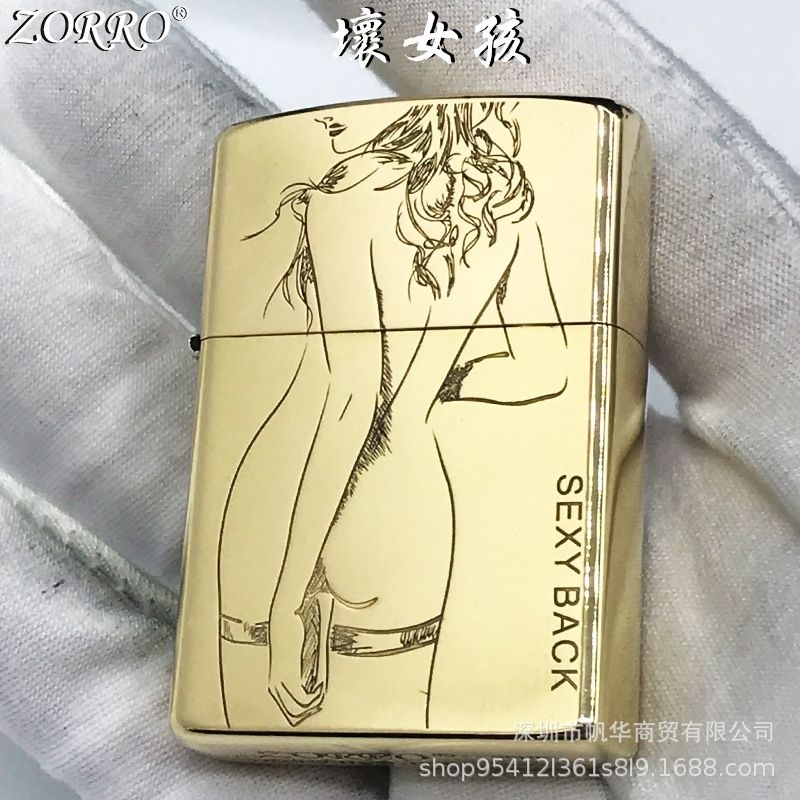 quẹt zorro đồng nguyên khối khắc ăn mòn sexy girl cực đẹp