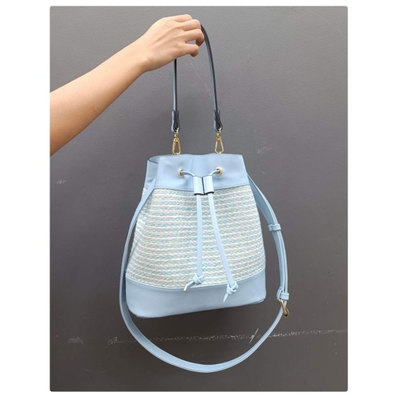 Túi Bucket Vải Phối Da - Chế tác độc quyền tại Hoahandmade