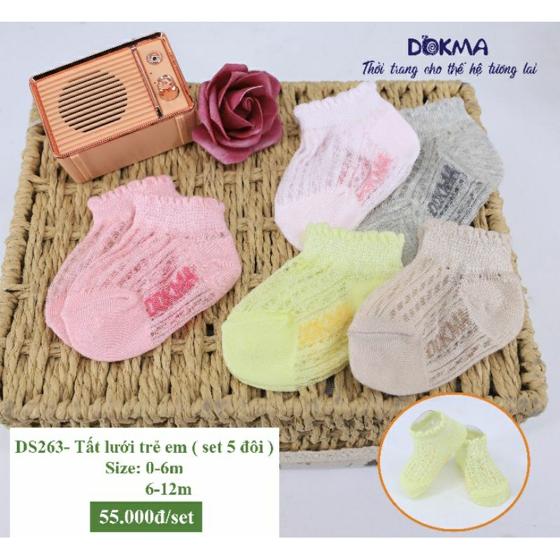 DS263 - DS380 Tất lưới sơ sinh Dokma set 5 đôi dùng 4 mùa