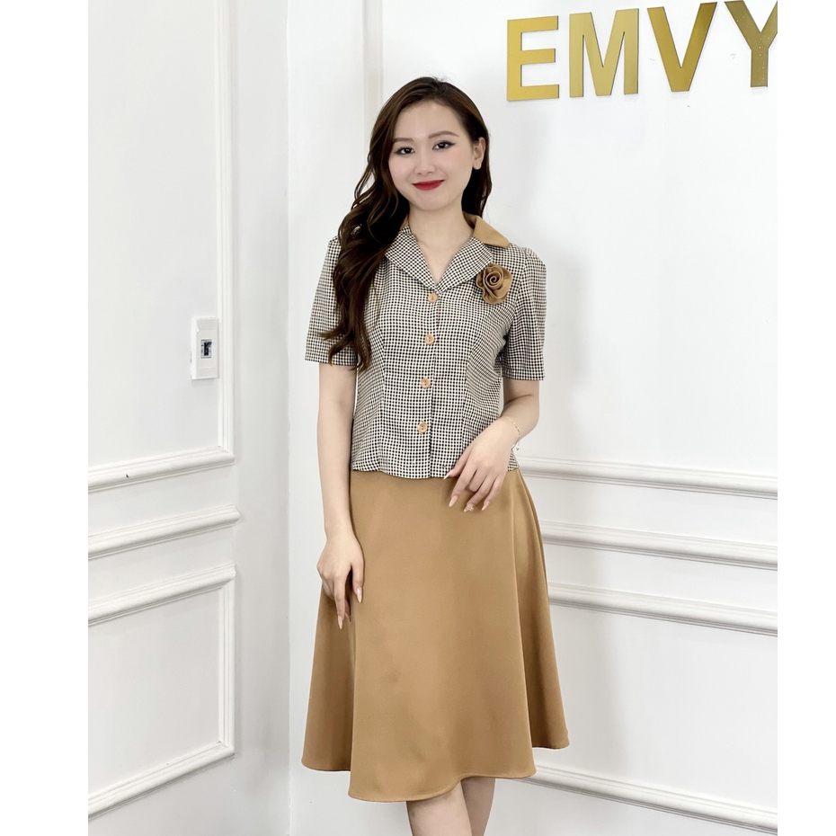 Bộ vest nữ công sở ( Áo vest + chân váy ) set vest chân váy chất liệu Xước Hàn, và chéo ý cao cấp Emvy Fashsion S96