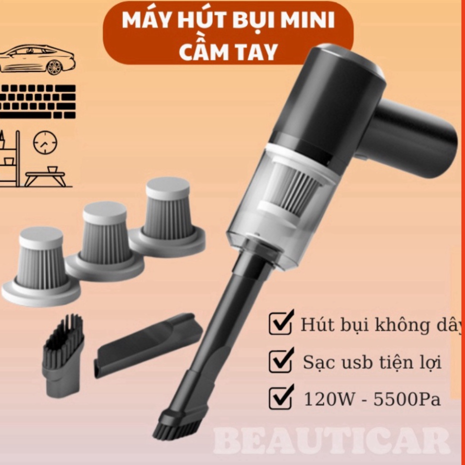 Máy hút bụi cầm tay mini hút bụi ô tô giường đệm sạc cổng tiếp nối USB tiện nghi nhỏ gọn - HB1