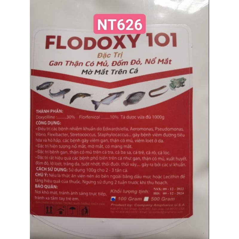 FLODOXY 101 Đặc tri Gan, Thận Có Mủ, Đốm Đỏ, Nổ Mắt, Mờ Mắt Trên Cá, Ếch, Lươn