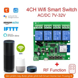 Module đảo chiều động cơ tuya smartlife wifi + rf 4ch cho motor ac dc.