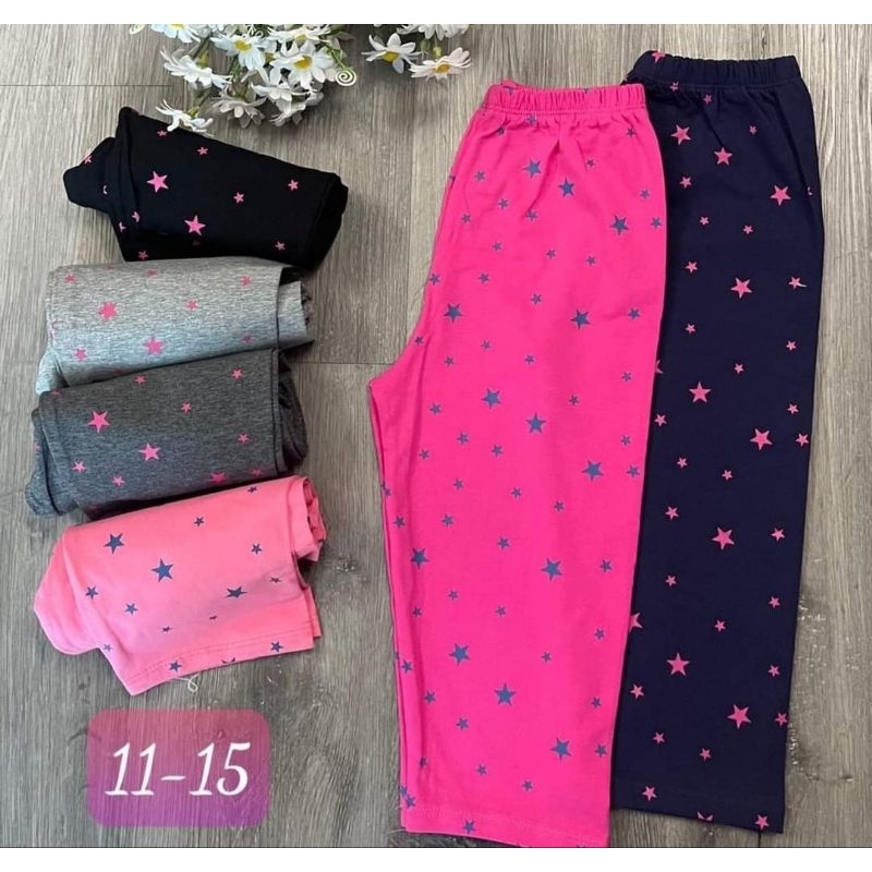 Quần legging lửng bé gái cotton co giãn size đại 20-45kg