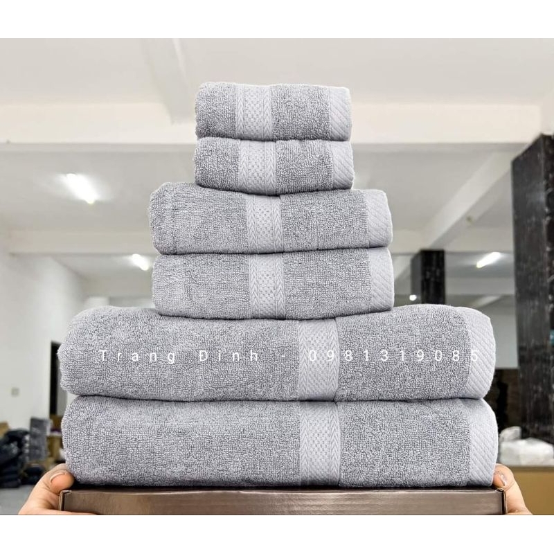 Set 3 khăn quà tặng cao cấp xuất Châu Âu,100% cotton thấm hút cực tốt
