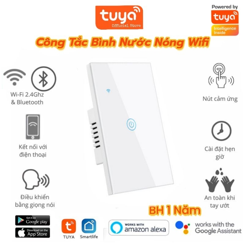 Công Tắc Điều Khiển Bình Nóng Lạnh Thông Minh TUYA Wifi + Bluetooth, Điện Áp Tối Đa 4400W / 20A, Cài Đặt Hẹn Giờ BH12T