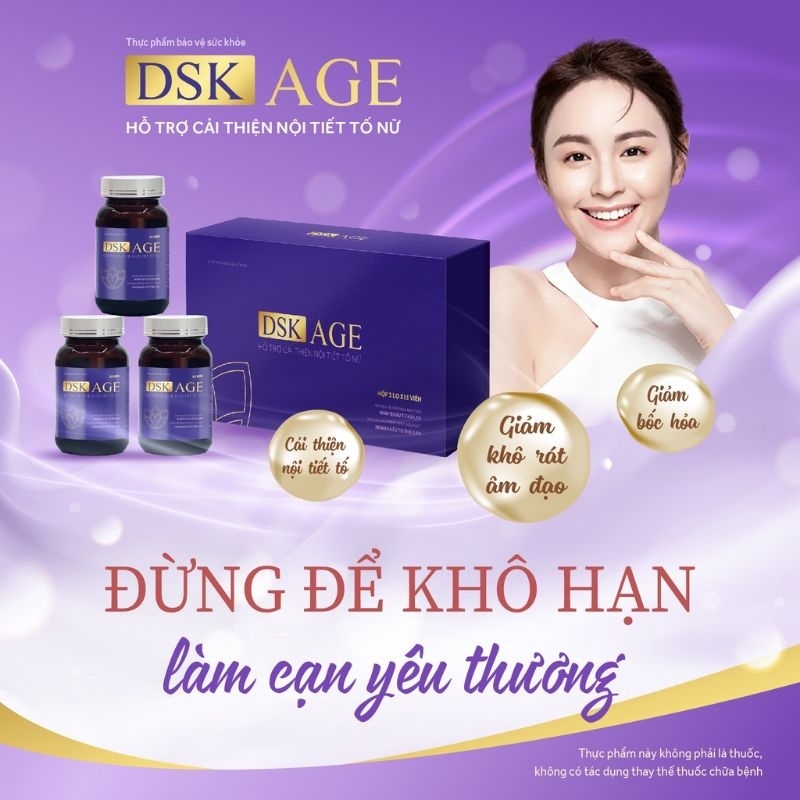 Viên uống nội tiết tố nữ DSK AGE giúp cân bằng nội tiết tố, giúp giảm nám, sạm da, nhăn da giúp da s