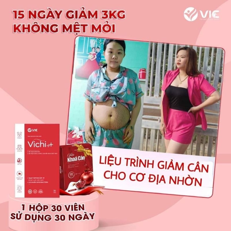 (Chính Hãng 100%) 30 Viên Giảm Cân VICHI++ tặng kèm 30 Viên Khóa Cân siêu hiệu quả