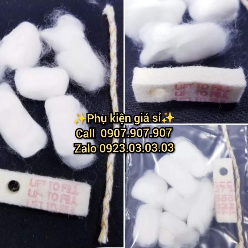 Bộ sản phẩm bông gòn, chặn đỏ, tim bấc Zippo tháo rời ruột Zippo chính hãng