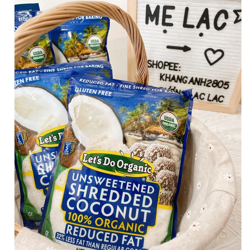 Vụn dừa hữu cơ sấy khô Let's do, không ngọt và giảm độ béo cho bé ăn dặm gói 250gr