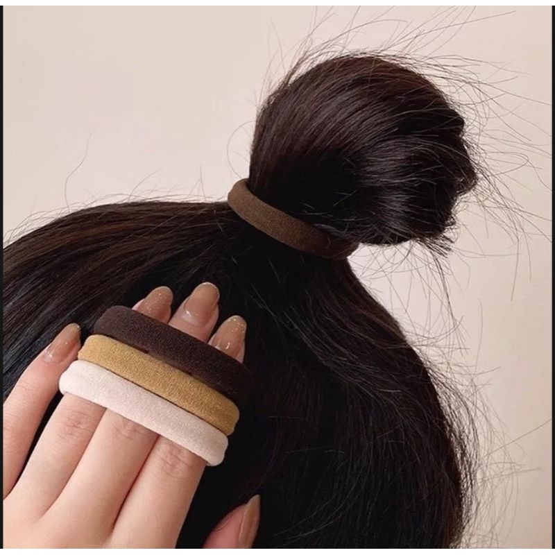 Hộp 20 chun buộc tóc thời trang màu trơn, nhiều màu co giãn Misyhome