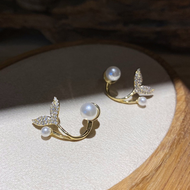 【coffeemate】⚡ Bông Tai Mạ Bạc 925 Đính Ngọc Trai Nhân Tạo Phong Cách Hàn Quốc Sang Trọng Dành Cho Nữ 2022