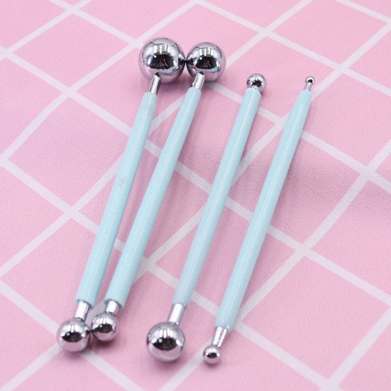 Bộ 4 dụng cụ mo đầu bi tròn tạo hình đất sét