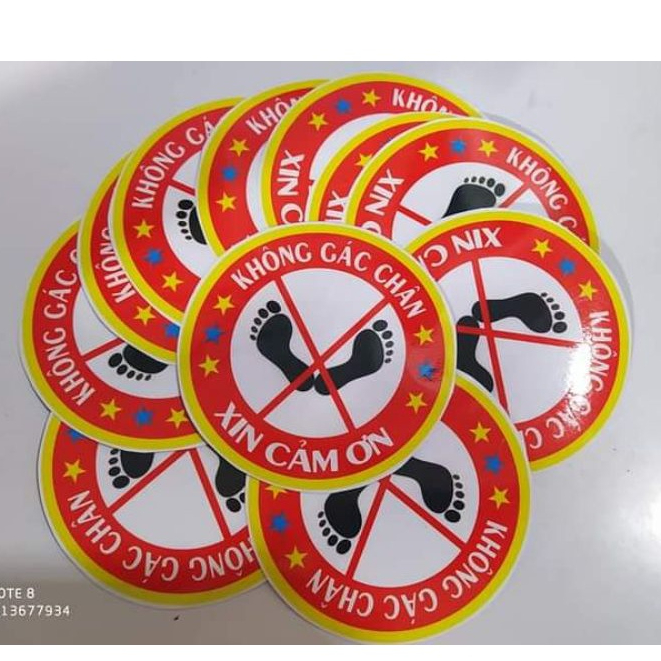 TEM DECAL LOGO KHÔNG GÁC CHÂN DÁN XE TẢI, XE Ô TÔ. Logo không gác chân dán xe ô tô. Logo cấm gác chân