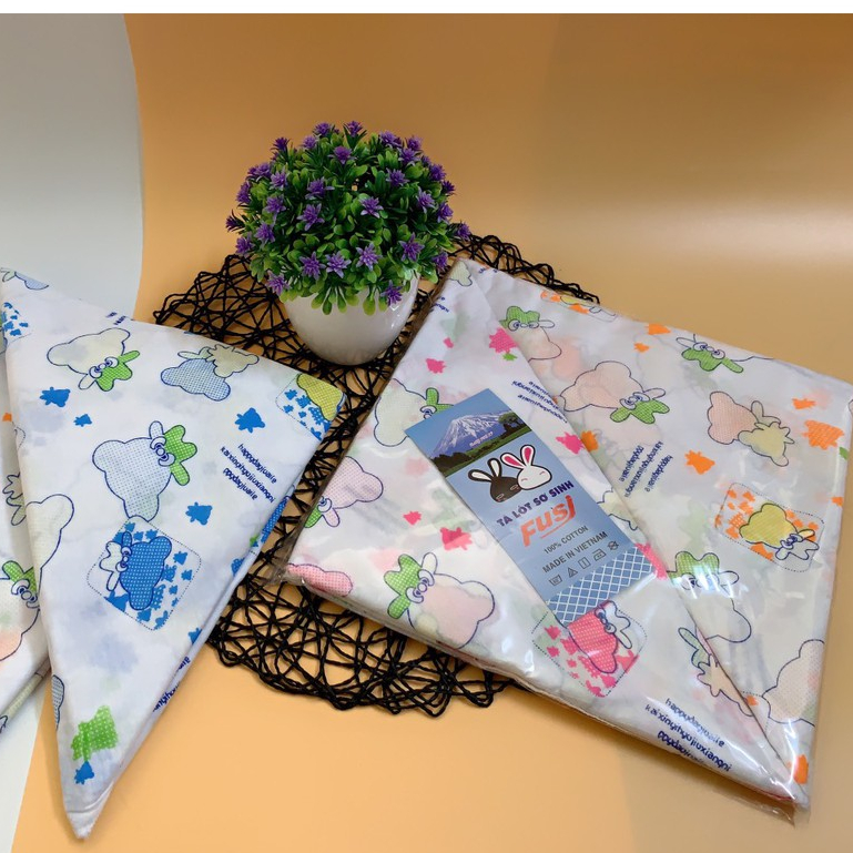 Tã chéo sơ sinh họa tiết Fusj 100% cotton cho bé, tã chéo tam giác fusi chất cottong mềm