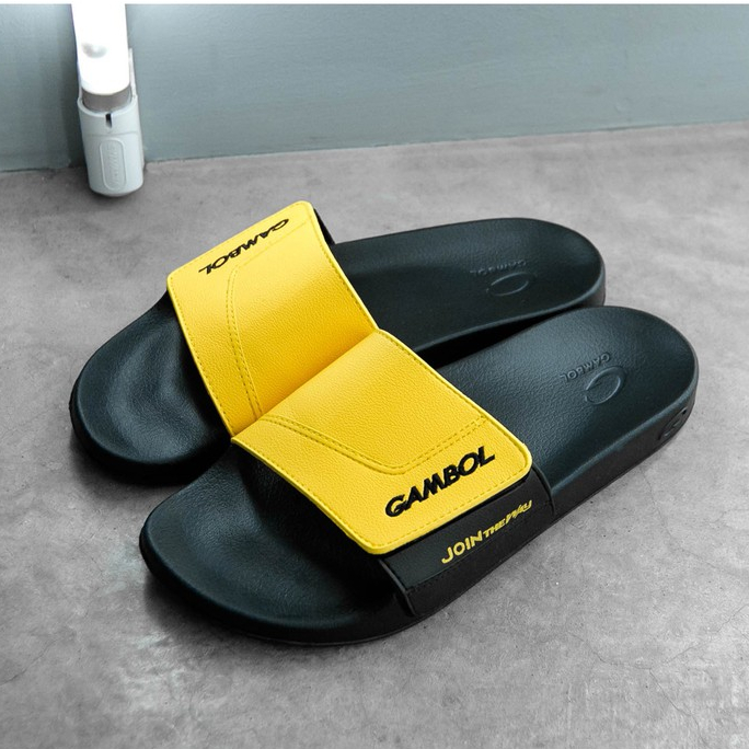 Dép GAMBOL Thái Lan 43106 Quai Ngang Nam Nữ - Đen vàng