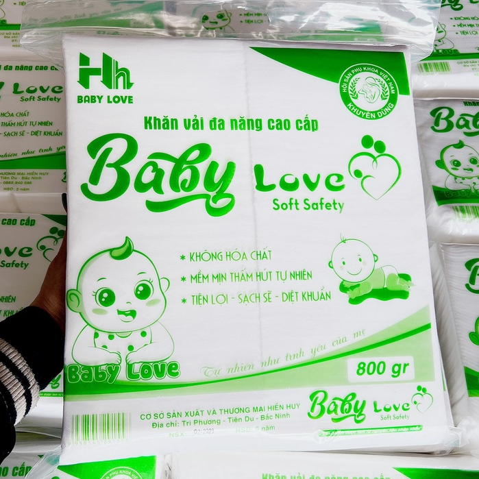 Khăn vải khô 900GR siêu thấm hút Hiền Trang Baby BABY LOVE khăn giấy khô đa năng Hiền Trang MIPBI LIKADO