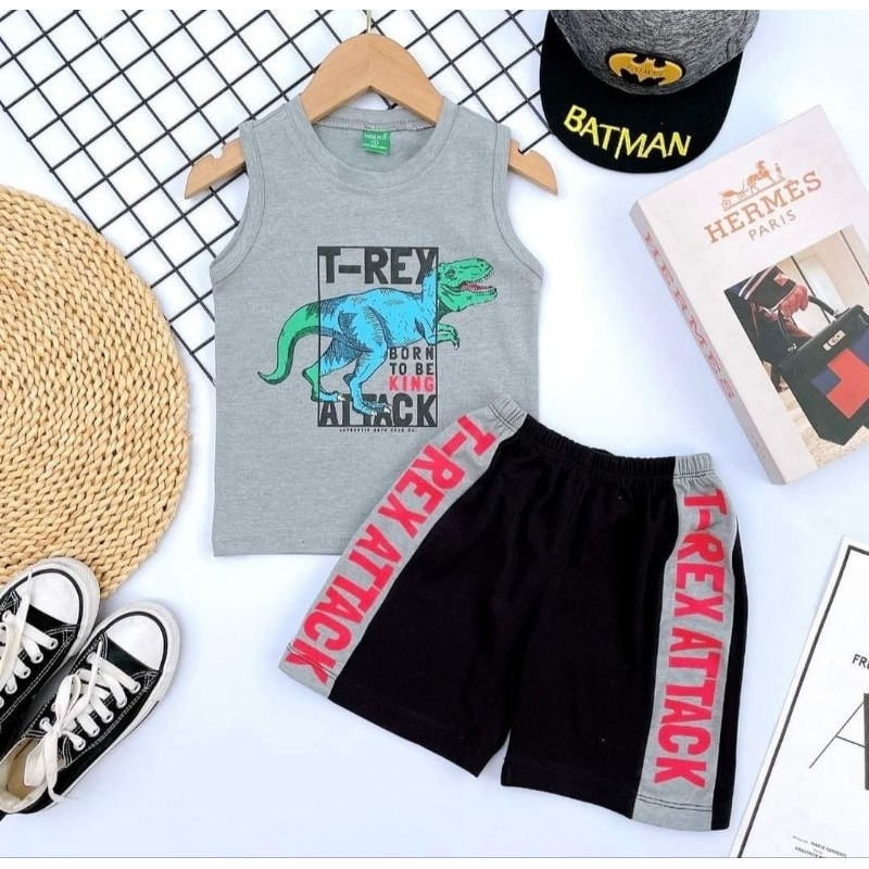 Bộ ba lỗ bé trai thun cotton mỏng mát in siêu nhân size nhí 10-20kg